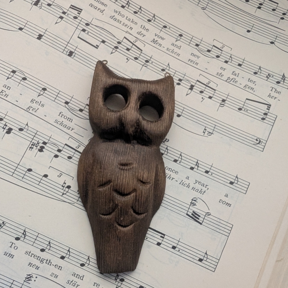Wooden Owl Pendant Charm